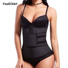 Feelingirl Latex Waist Trainer Modeling Belt 7 Steel Bone High Compression Zipper Plus Size Thermal Corset Body Shaper Cincher