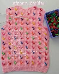 Lastik Tokalarla Orgu Bebek Hirkasi Yapilisi Crochet Baby Baby Vest Baby Knitting