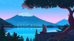 Desktop Wallpaper Mountain Artwork Relax At Lake Side Relaxed Hd Image Picture Background 75b47 Desktop Wallpaper Wallpaper Dekstop Aesthetic Wallpapers