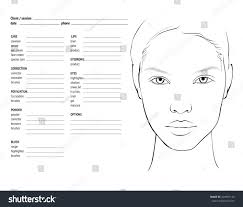 Face Chart Makeup Artist Blank Template Stock Vector