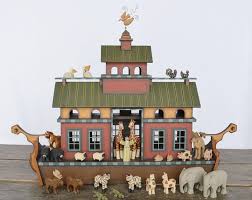 Wood Noah S Ark Hand Crafted Etsy In 2020 Handmade Wooden Noahs Ark Carved Wooden Animals