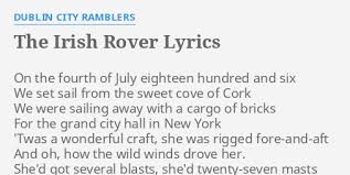 Um. whitty awkwardly rubbed the back of his head. The Irish Rover Lyrics By Dublin City Ramblers On The Fourth Of