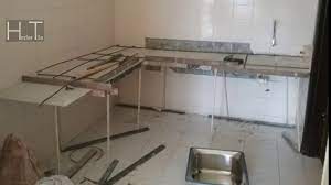 Sehingga tidak perlu harus membongkar bagian dari ruang dapur yang telah ada. Pembuatan Table Top Meja Dapur Konkrit 12kaki Panjang Tile 2 2 Warna Hitam Di Mahkota Cheras Youtube
