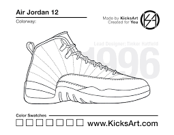.28 am, this jordan shoe coloring book inspirational 12 pages beautiful 5 free regard 2020 sneakers sketch illustration air jordans shoes above is one of the photos in jordan shoes coloring pages in. Air Jordan 12 Sneaker Coloring Pages Created By Kicksart