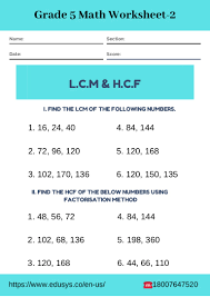 Worksheet Worksheet 5th Grade Math On Lcm Hcf Thumbnail Free Pdf Printable Worksheets Decimals Grade 5 Math Worksheets Printable Grade 5 Math Worksheets Fractions And Decimals Grade 5 Math Worksheets Fractions