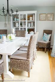 Coastal Farmhouse Dining Room Makeover Seagrass Chair Wheat Rope Indoor Outdoor Rug Whi Farmhouse Dining Room Coastal Dining Room Modern Farmhouse Dining