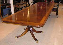 Mahogany 2 Pillar Dining Table With Two 22 Leaves Mild Curl Veneered Top With Satinwood Kingwood Tulipwood Pippy Yew Banding Do Table Dining Table Dining