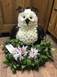 Bespoke Owl Tribute By Sarahs Rose Garden Florists Quinton Floral Art Design Memorial Flowers Funeral Flowers