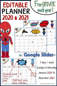 Distance Learning Editable Superhero Planner 2020 2021 Free Update Powerpoint Free Distance Learning Teaching Elementary