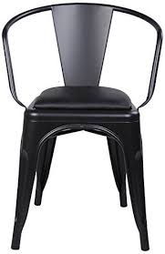 Gia Metal Dining Chairs With Backset Of 2 Black Leather Cushion Seat Black Tolix Style Loft Appearance Metal Dining Chairs Dining Chairs Cheap Dining Sets