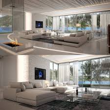 3d Model Scene Realistic Modern Modern Mansion Interior Contemporary Decor Living Room Elegant Living Room Decor