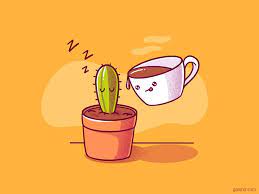 Cactus And A Coffee Mug Coffee Illustration Coffee Drawing Coffee Mugs