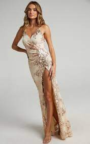 We have a selection of dresses, pants, skirts, and tops to choose from. Out Till Dawn Maxi Dress In Rose Gold Sequin Showpo