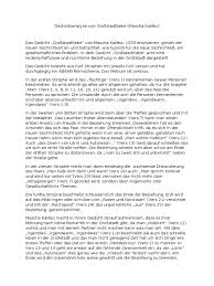 Da sich der erste vers der zweiten strophe nicht auf den der ersten strophe reimen muss, nimmst du einen neuen buchstaben zum kennzeichnen. Gedichtsanalyse Grossstadtliebe