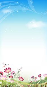 Cartoon Flowers And Blue Sky Background Flower Background Wallpaper Cartoon Flowers Poster Background Design