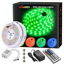 minger led strip lights kit, 32.8ft rgb