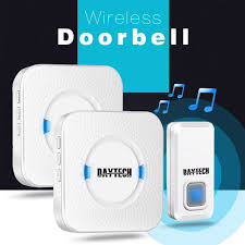 daytech waterproof doorbell operating at 300m range with 55 chimes 2 wireless doorbell receiver 1 door bell button doorbell wireless doorbell wireless