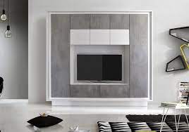 Parete Attrezzata Bianco Opaco E Beton Zlcsky P C Home Furniture Lighted Bathroom Mirror