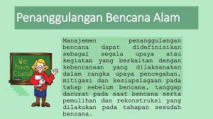 Bencana alam tersebut berupa banjir, gempa bumi, tsunami, badai salju, letusan gunung berapi, tanah longsor, kekeringan, hurikan, hujan es, gelombang panas, badai tropis, tornado. Siklus Penanggulangan Bencana Alam Ppt Download