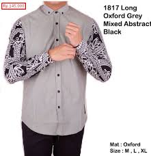 Baju atasan ini terbuat dari kombinasi bahan katun dan sifon. Model Baju Batik Pria Lengan Panjang Kombinasi Polos