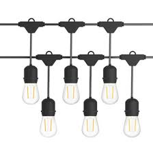 48 Ft Led String Lights Waterproof Commercial Grade Patio String Lights Ul Listed 2 Watt Led Bulbs
