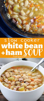 Discard the skin, fat and bones. Slow Cooker Ham And Bean Soup Fivehearthome