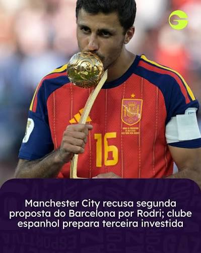 City recusa segunda proposta do Barcelona por Rodri, mas nova investida pelo volante segue no horizonte.