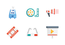 Cinema Flat Color Icons By Stringlabs Flat Color Color Event Entertainment