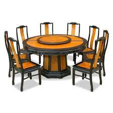 60in Rosewood Round Dining Table With 8 Chairs Chinese Longevity Design Natural Black By Chinafurnitureo Round Dining Table Round Dining Dining Room Sets