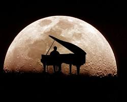 Image of Silhouette of a pianist wallpaper