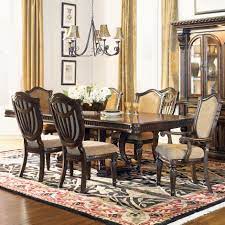 Dining table w/8 chairs features a turned double pedestal base with ball & claw style legs, patterned veneer table top with fluted edges, and 8 matching chairs. Fairmont Designs Grand Estates 7 Pc Dining Group Royal Furniture Dining 7 Or More Piece Sets