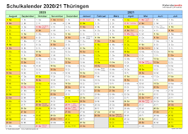Ook maandkalenders in 2021 inclusief weeknummers zijn te bekijken door hierboven op een van de. Schulkalender 2020 2021 Thuringen Fur Excel