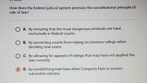 How Does The Federal Judical System Promote The Constitutional Principle Of Rule Of Law Brainly Com