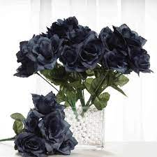 These roses are so realistic and we can even add rose scenting to add to their appeal. 12 Bushes 84 Pcs Navy Blue Artificial Silk Rose Flowers With Green Leaves Artificial Flowers Wedding Silk Roses Wedding Flowers Roses