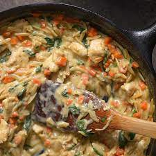 Creamy One Pot Chicken Carrot And Spinach Orzo Simple Seasonal