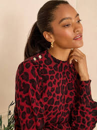 Buy Love & Roses Burgundy Red Animal High Neck Fine Gauge Jumper from the  Next UK online shop