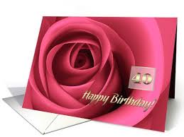40th Birthday Flowers For Her Happy 40th Birthday Elegant Pink Rose Card Happy 40th Birthday Happy 50th Birthday Happy 60th Birthday