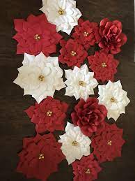 Getting Ready For The Holidays Large Poinsettias And Roses Poinsettia Are 22 23 And Sma Paper Flowers Craft Paper Flowers Diy Christmas Crafts Decorations