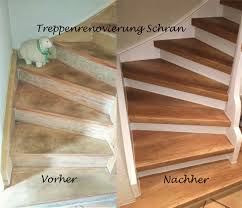 Alte und ausgetretene treppen werden durch einen neuen belag wieder schön und vor allem so kann der neue bodenbelag einfach eingeschoben und verklebt werden. Treppenrenovierung Mit Laminatstufen Stufendekor Eiche Vintage Treppenrenovierung Treppe Renovieren Holztreppe Renovieren