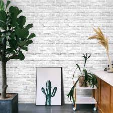 The ceiling is white stucco with dark beams and the the molding is stained brown and the floor is pergo red mohagany. 3d Brick Wallpaper Creative Textured White Gray Brick Wall Sticker Living Room Bedroom Tv Background Wall Art Decals Wall Stickers Aliexpress