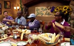 At olive garden, we know that life is better together and everyone is happiest when they're with family. Fallon Grabs Olive Garden Slogan