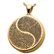 When comparing gold jewelry, the higher the number of karats, the greater the value. Yin Yang Fingerprint Round Solid 14k Gold Cremation Pendant Necklace