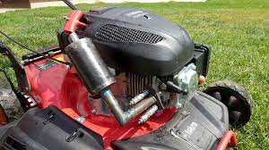 Heat from the exhaust reacts with a temperature sensitive device to open the choke once the engine starts. Homemade Exhaust Muffler For Lawnmower Youtube