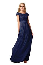 Babyonline Damen Dunkel Blaues Kleid Spitze Tull Chiffon Schleife Scharpe Band Abendkleid Lang 32 Tull Brautjungfer Kleid Abendkleid Party Kleider