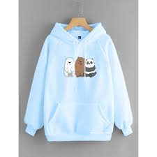 Gambar busana cardigan panjang wrn biru muda : Vallenca Jaket Hoodie We Bare Bears Original Warna Biru Muda Vallenca Fashion Mall