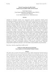 Pada gambar berisi tulisan dengan latar belakang warna hijau itu. Pdf Metode Pengelolaan Konflik Politik Analisis Kasus Konflik Politik Ali Mu Awiyah