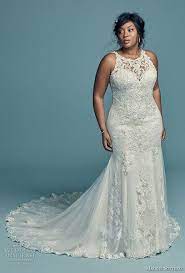 Elegant Lace Applique Plus Size Wedding Dresses Mermaid Sleeveless Sweep Train Bridal Go Sottero Wedding Dress Fit And Flare Wedding Dress Plus Wedding Dresses