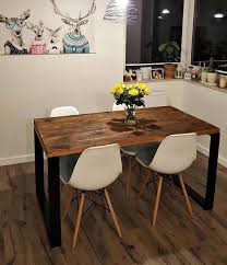 Hand Crafted 6 Seater Farmhouse Style Reclaimed Old Wood Steel Dining Table Handmade Industrial Kitchen Table Black Legs Barn Wood Table Black Kitchen Table Dining Table Steel Dining Table