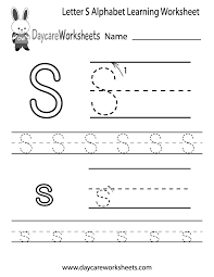 free letter s alphabet learning worksheet for preschool