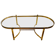 Hollywood Regency Style Heavy Brass Oval Coffee Table With A Glass Top Oval Coffee Tables Coffee Table Hollywood Regency Style